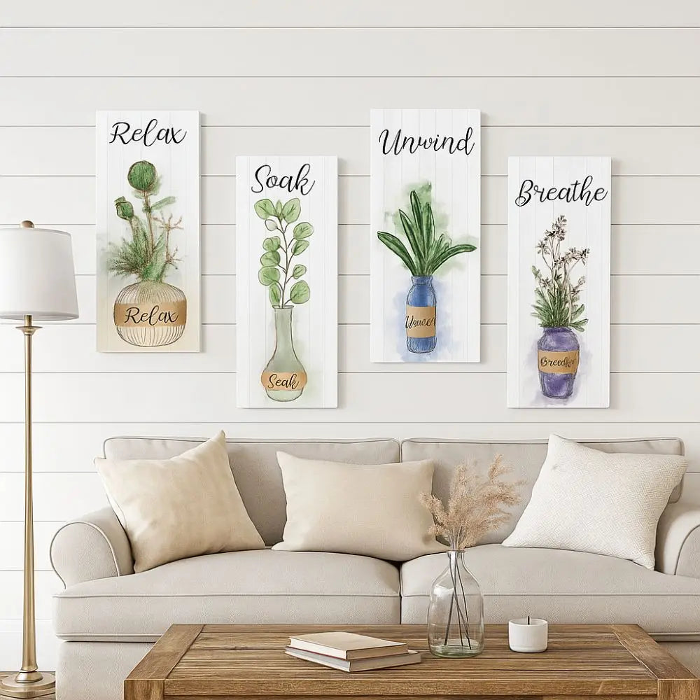 Wall Plate Wooden Floral Wall Art Handmade Rustic Style Plants Hanging Sign Decorative Wall Decor Paintings Home Decor