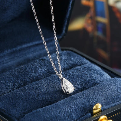1CT 2CT Solitaire Pear Cut Moissanite Diamond Pendant Necklace for Women 100% 925 Sterling Silver Droplet Necklaces Jewelry GRA