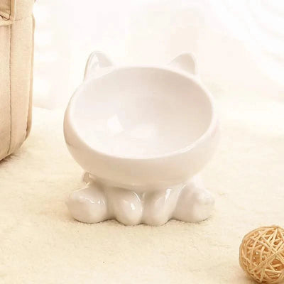 Cat And Dog Rice Bowl Pet Accessories Ceramic Diagonal High Feet Stable Cute Protection Cervical Spine Cat Dog Drinking Bowls ﻿