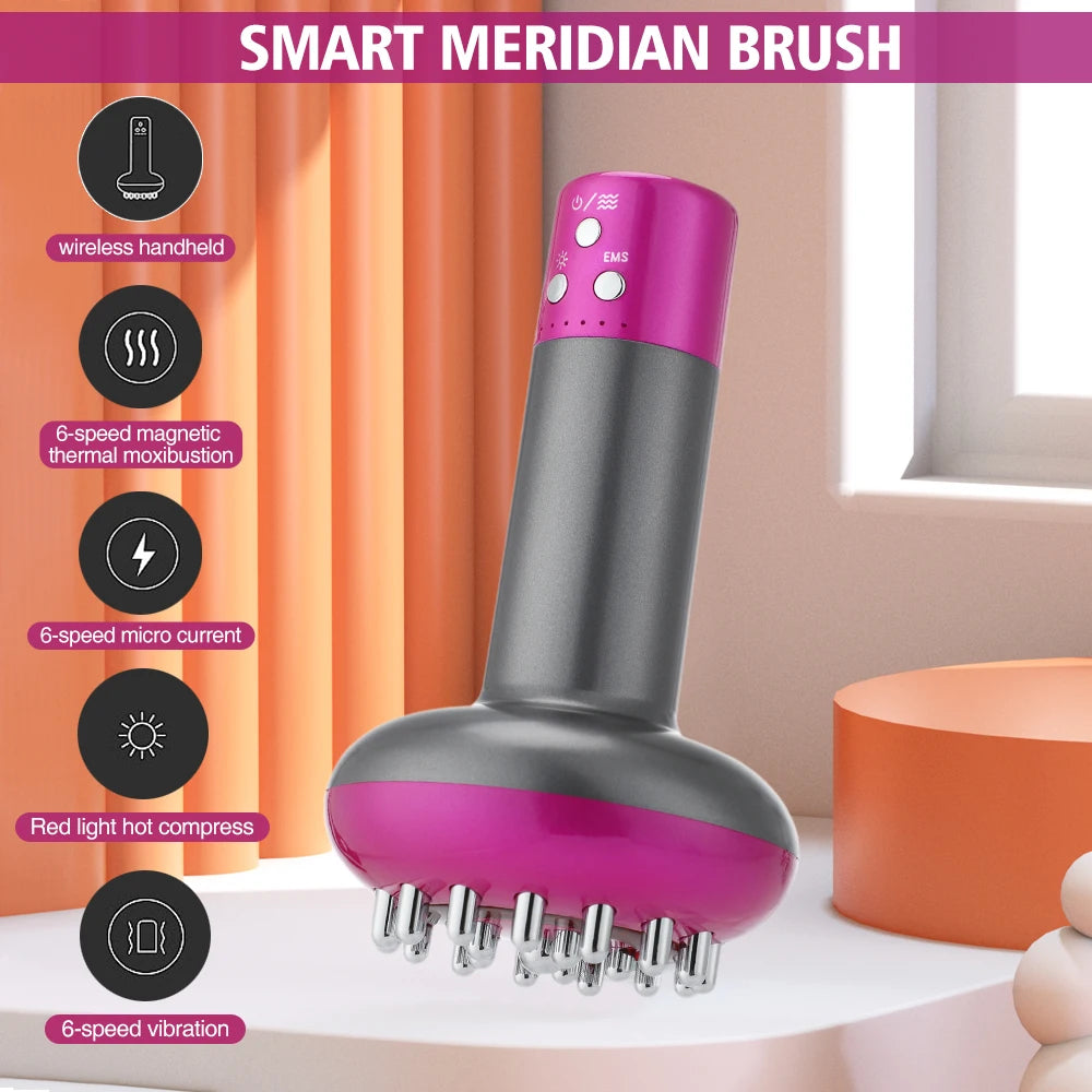 Wireless Guasha Massager Body Shaping Heating Meridian Scraping Brush Lymphatic Drainage Machine Fat Burner Rechargeable