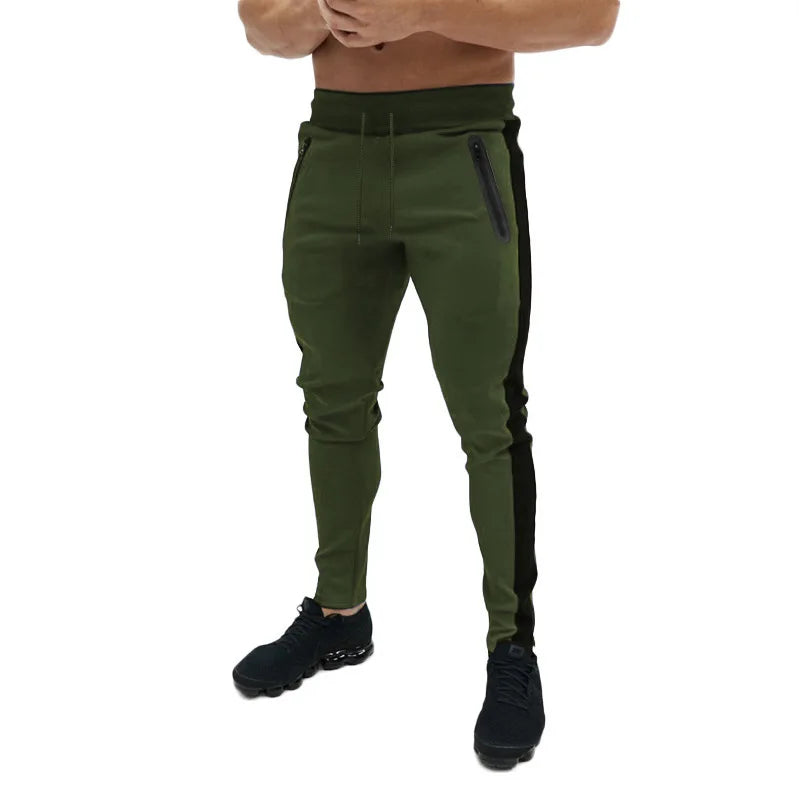 2025 New Men Sweatshirts Jogging Pants Men Casual Pants Men Stylish Color Block Zip Pockets Drawstring Sports Skinny Pants Trous