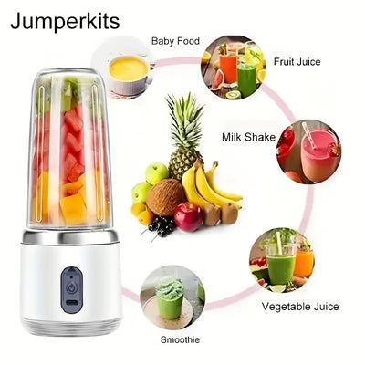 Portable Blender & Juicer 2-in-1 - USB Rechargeable Includes 6 Blades & Double Cups Ideal for Smoothies Iced Drinks & Halloween