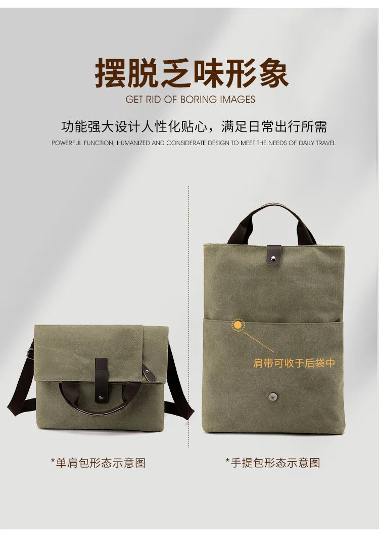 Men's Fashion Canvas Shoulder Bag Business Travel Crossbody bags Men Multifunctional Messenger Bags Briefcase Men Handbags Totes