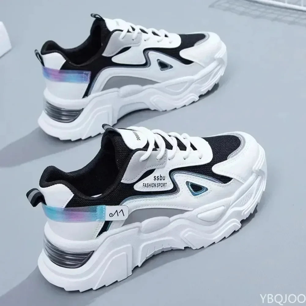 Sports shoes for women 2025 new fashion Korean version trendy fly woven breathable anti slip lightweight running shoes