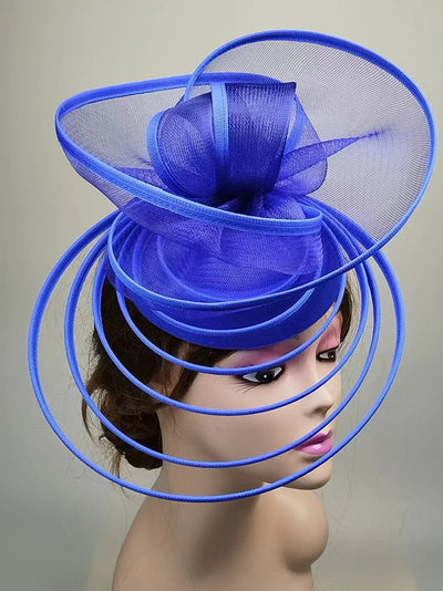 Big Fascinator Hat Royal Ascot Pillbox Caps Wedding Mesh Headpiece Women Party Banquet Chapeau Cap Headband Ladies Wedding