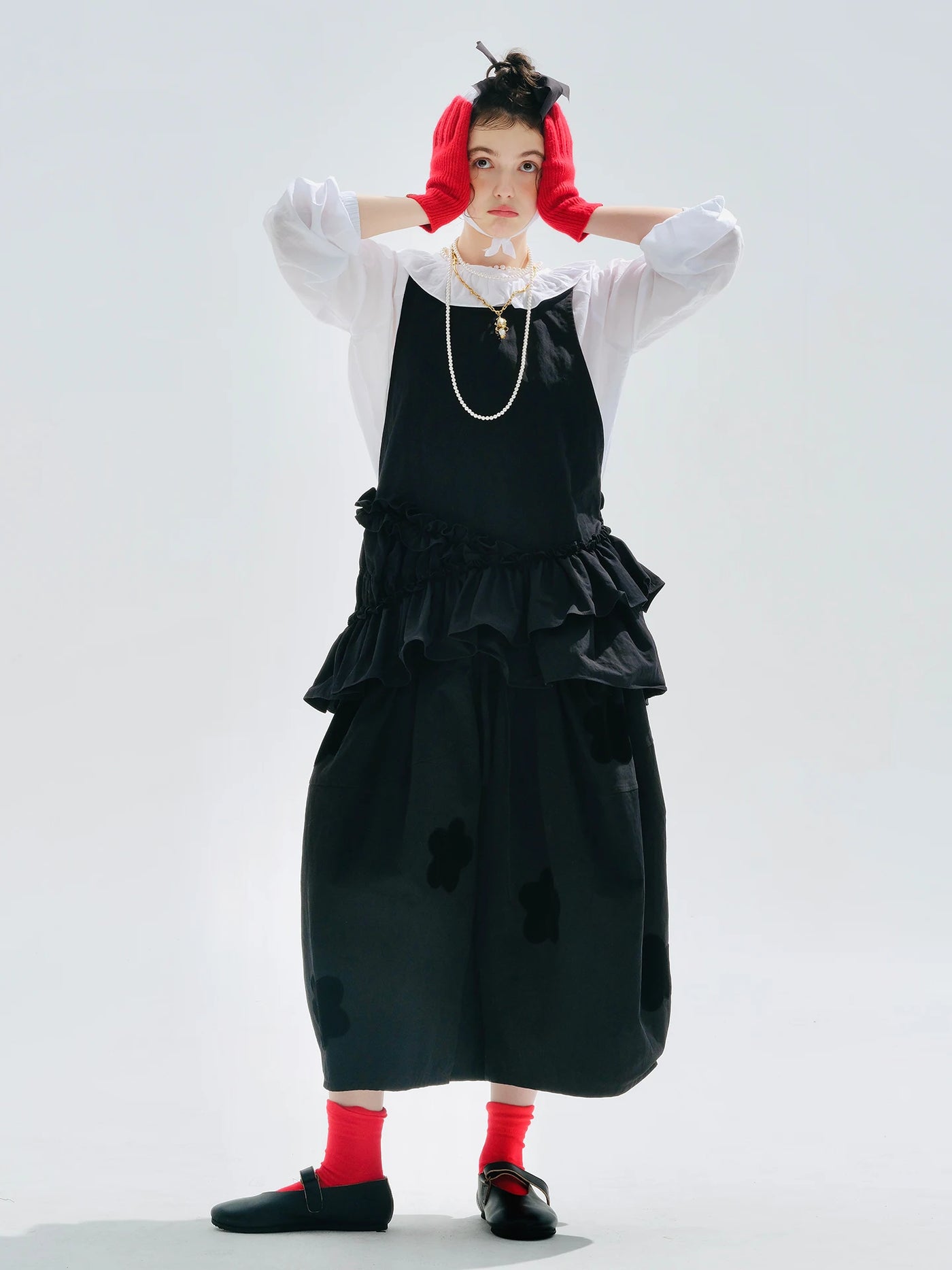 Woven applique wide-leg pants 2025 original early autumn style twill loose casual nine-inch pants for women255184
