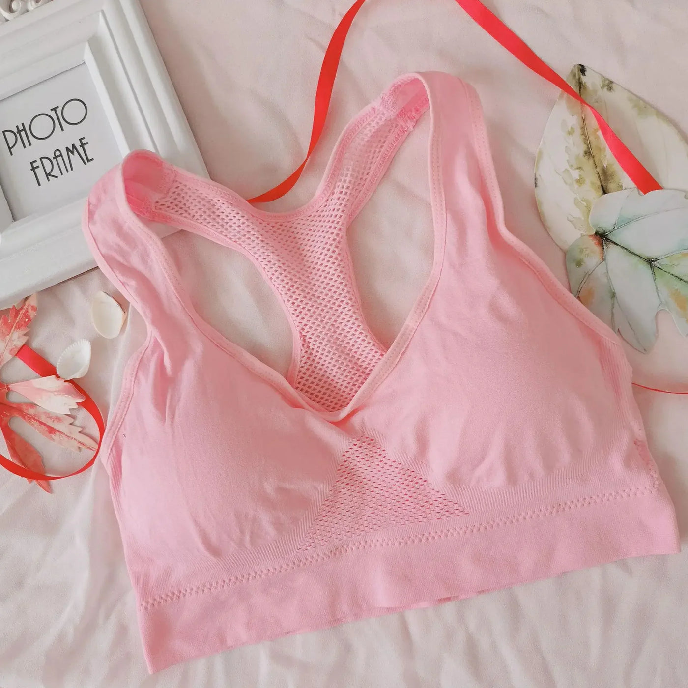Women Breathable Absorb Sweat Sports Bra Shockproof Padded Gym Running Double Layer Seamless Yoga Sports Bra Underwear