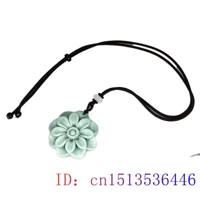 Jade Flower Pendant Designer Men Gemstones Necklace Stone Gift Natural Jewelry Luxury Chinese Talismans Accessories Green