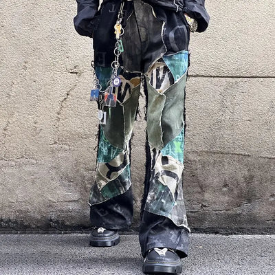 LUZHEN 2025 New Personalized Patchwork Design Straight Casual Pants Men's High Street Fashion Original Handsome Trousers JY3605