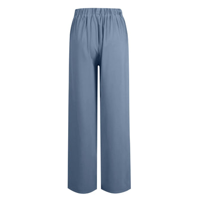 Wide Leg Pants Elastic High Waist Casual And Versatile Suit Pants For Female Simple Fashion Nine Length Trousers With Pockets