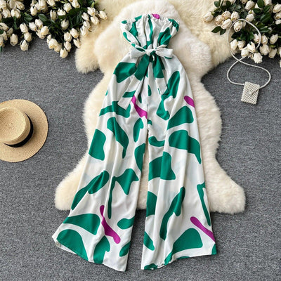 Women's Jumpsuit Elegant Sexy Suspender Printed Jumpsuits Casual Hip Waist Overalls Romper For Women Spring Summer 2024