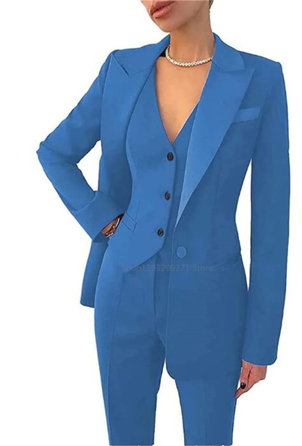 Fashion  Plus Size Women Blazer 3 Pcs Elegant Long Sleeve Suit Jackets Vest and Straight Pants Suit Female  Business Outfits New