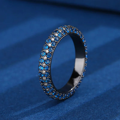 Luxury 1.5MM Ruby Sapphire Black Ring for Women Gemstone Lab Diamond Party Fine Jewelry Accessories Band Girl Ring Birtyday Gift