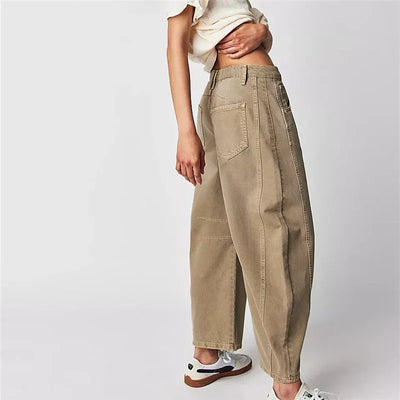 Hirigin Wide Leg Baggy Jeans Women Casual Loose Mid Waist Denim Pants 90s Boyfriend Denim Bloomers Girlfriend Barrel Jeans