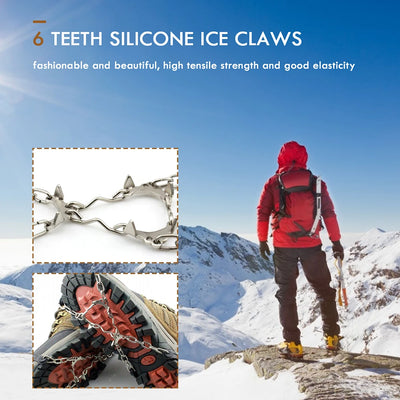 6 Teeth Climbing Crampons Anti-Slip Mountaineering Cleats Unisex Snow Claw Shoe Covers Walking Hiking Accessories