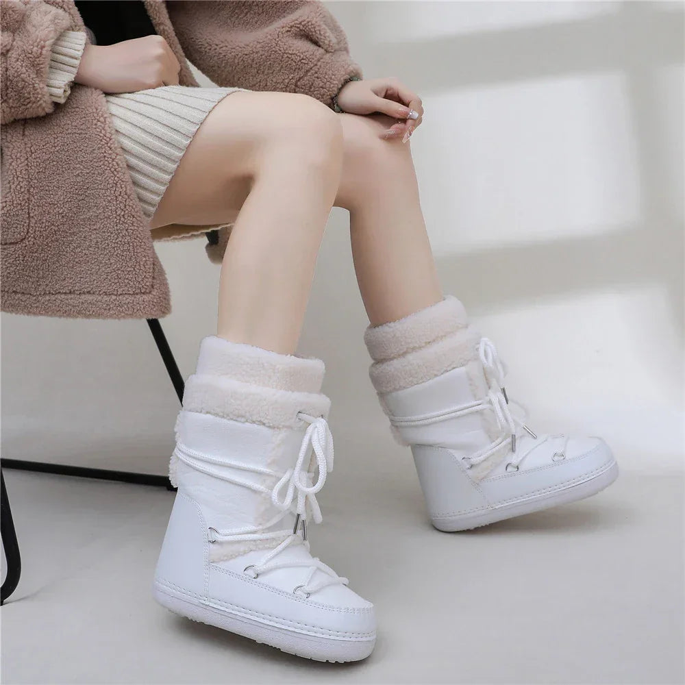 Snow Boots for Women Hairy Fuzzy Fluffy Furry Fur Boots 2025 Winter Boots for Women Waterprrof Pink Black White Fur Snow Boots