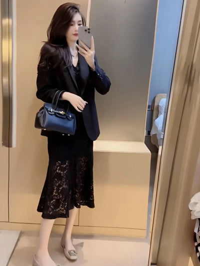 Dresses For Women Long Sleeve Woman Dress Prom Black Party Evening Lace Offer Aesthetic Hot Elegant Chic Fashion Summer 2024 Y2k