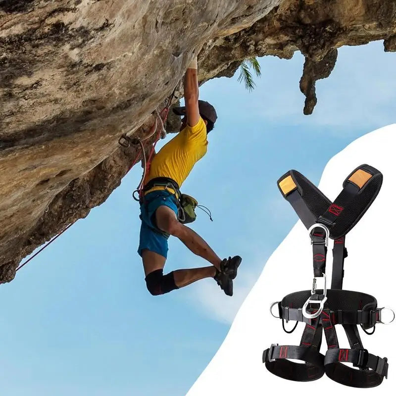 Full Body Roofing Harnesses Five-point Safety Belt With Adjustable Buckles Detachable Fall Harness For Men Tree Climbing Gear