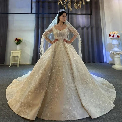 Customized wedding dresses O-Neck Sleeveless Robes Lace For Women