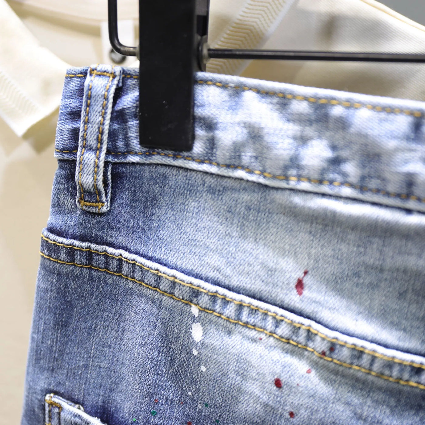 Men Fashion Denim Shorts Jeans New Summer Male Blue Ripped Jeans Shorts High Quality Man Paint Splash Technology Denim Shorts