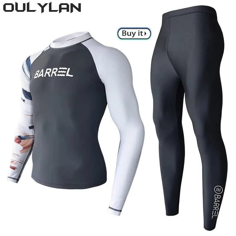 Long Sleeve Neoprene Wetsuit Women Rash Guards Swimwear Two-Piece Swimsuit Men Surfing Swimming Suit Beach Diving Bath Suit