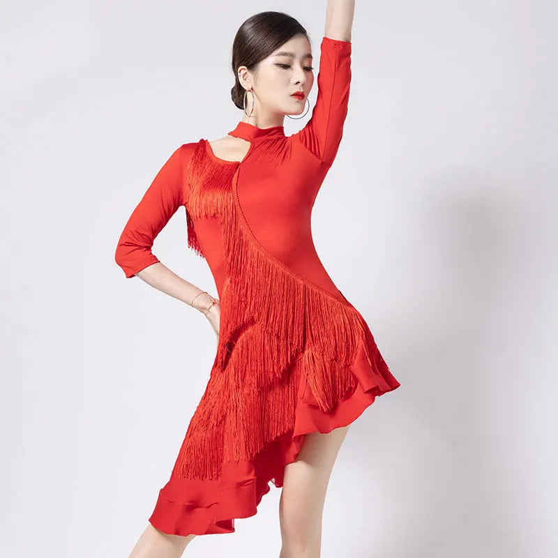 Fashion Latin Dance Wear for Women Latin Dresses Fringes Ballroom Practice Clothes Salsa Samba Dance Costumes