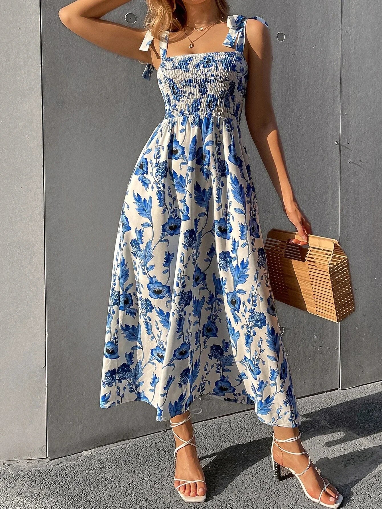 2025 New Summer Dresses for Women Sexy Print Spaghetti Strap Women Dress A-LINE Long Dress Women Vestidos De Verano Mujer Q110