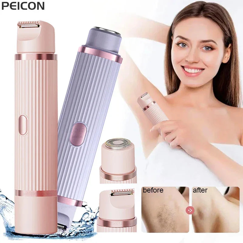 Electric Shaver for Women Female Epilator Electric Hair Removal 2 in 1 Woman's Razor for Body Legs Face Mustache Bikini Trimmer