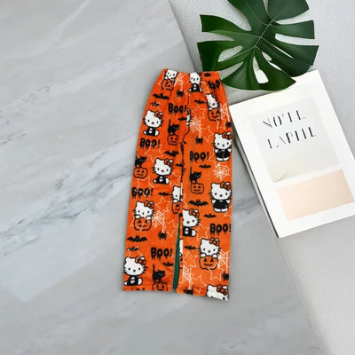 Thicken Hello Kitty Pajama Pants Sanrio Anime Fleece Double Elastic Fabric Soft Trousers Women Trousers Cartoon Birthday Gift