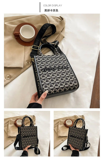 2025 Designer Sheet Music Bag for Women - Colorblock Crossbody Purse, Chic Shoulder & Handheld Tote with Adjustable Strap