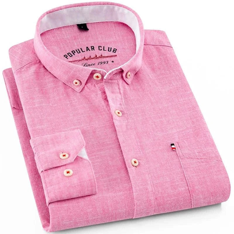 Mens Classic Cotton Linen Long Sleeve Shirts Japanese Style Comfortable Breathable Casual Fashion Slim Button Down Washed Shirts
