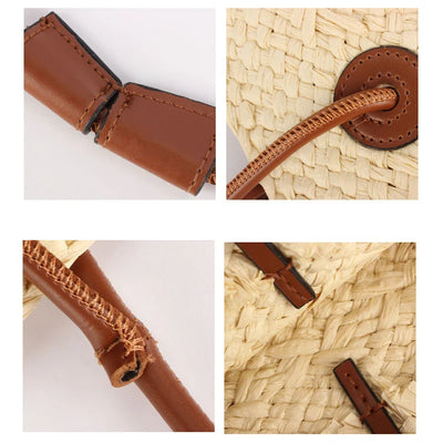 Designer Bohemian Chic Shoulder Bag,Solid Color Large Capacity Straw Woven Tote Bag,Nature-Inspired Beach Vacation Women Handbag