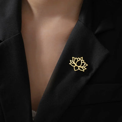 Dawapara Mandala Lotus Flower Brooch Lapel Pin Buddhism Spiritual Jewelry Fashion Stainless Steel Accessories