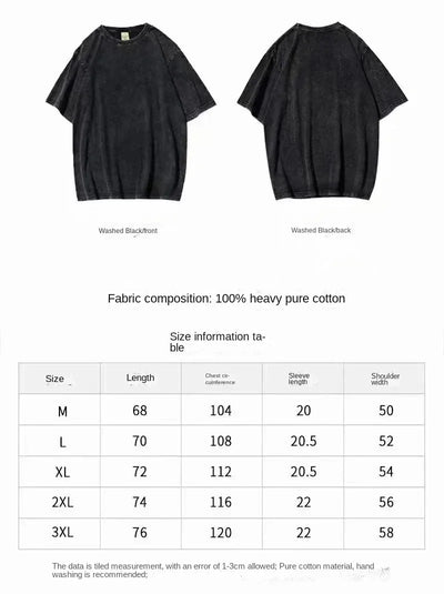 Daft Punk's Printed T-shirts with Short Sleeves and Round Collars for Both Men and Women Are Heavily Washed and Aged