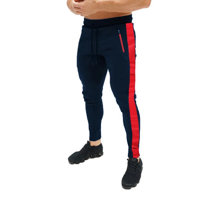 2025 New Men Sweatshirts Jogging Pants Men Casual Pants Men Stylish Color Block Zip Pockets Drawstring Sports Skinny Pants Trous