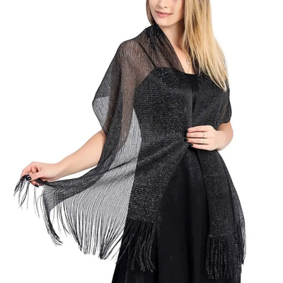 Elegant Evening Dresses Shawls Female Golden Silvery Wire Tassels Bridal Bridesmaid Party Wedding Temperament Accessories Scarf