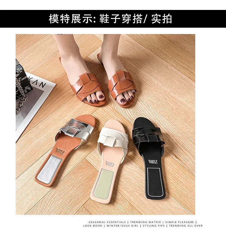 Designer Woman Flat Slippers 2025 Luxury Designer Sandals Casual Bottom Slippers Summer Women Sandals New Shoes for Women