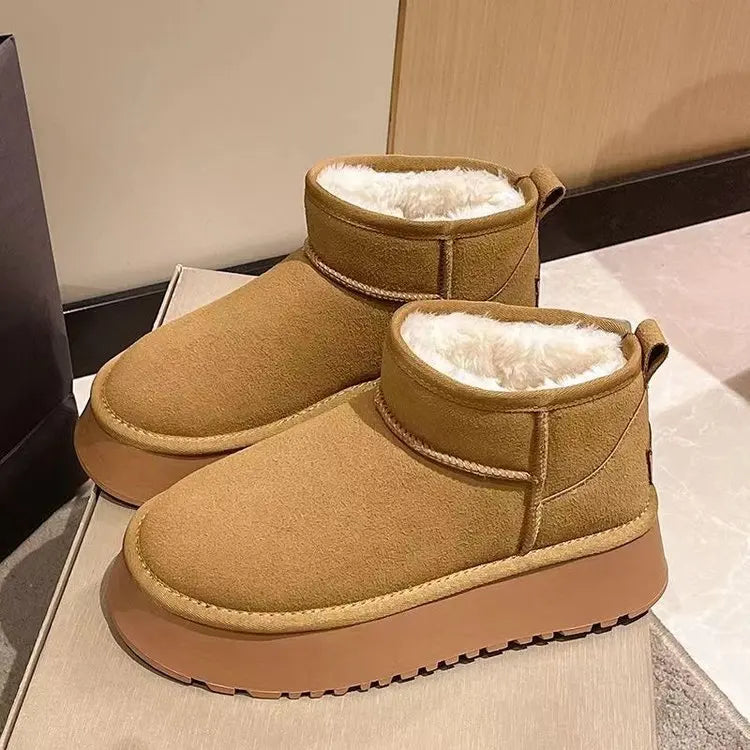 Snow boots for women in winter 2024, with thick fleece and anti slip insulation, large size cotton shoes, short tube