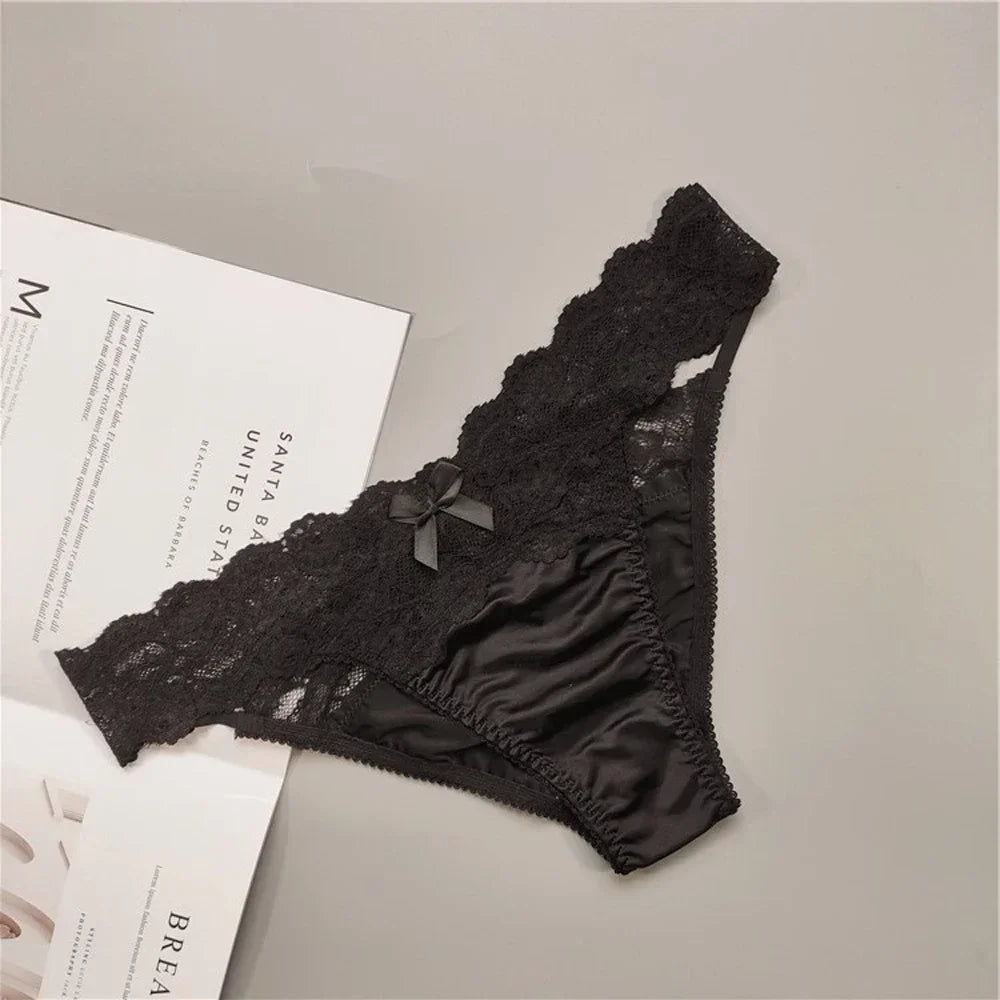 Women Yoga Low Waist Satin Underpants Lace Briefs Fitness Shorts Panties