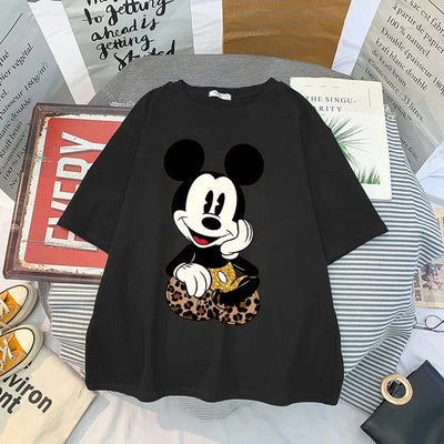 Kawaii Women T-Shirts Mickey Anime Blouses Clothing Graphic Clothes Harajuku Oversized T Shirt Womens Tops Y2k