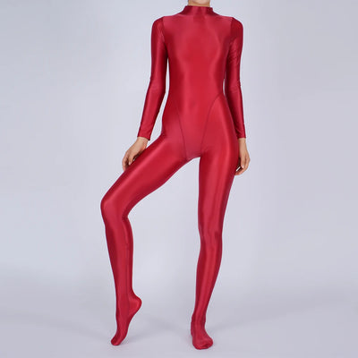 Sexy Womens Glossy Shiny Silky Tights Swimsuit Leggings Bodysuit Jumpsuit Ladies Elasticity Breathable Leotard Sleeping Romper