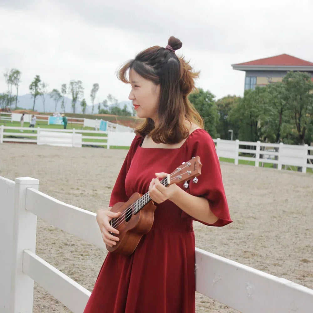 Muslady 21 Inch Ukulele High Quality Solid Wood Smooth Plucked Music Instrument Ukulele Student Teaching Performance Ukulele