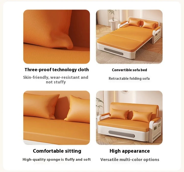 Wide 108cm Single person Bed Apartment Bedroom Living Room Folding 5cm sponge+2cm latex Telescopic Home Sofa Bed Dual-Purpose