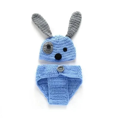 Bunny Rabbit Crochet Knitted Photography Props| Newborn Baby Outfits| Hat, Diaper Pants Costume| Unisex Infant
