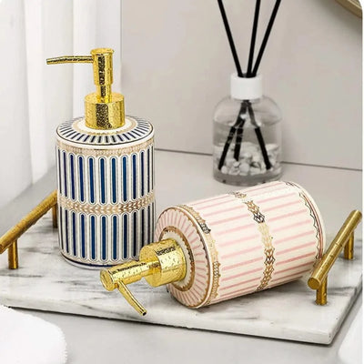 Luxury Ceramic Soap Dispenser Colorful Painted Lightweight Soap Pump Bottle Refillable Empty Liquid Lotion Dispenser Home