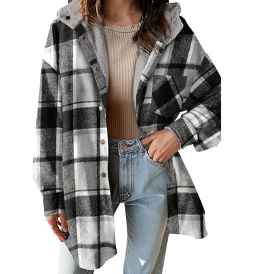 Women Chic Jackets Autumn Winter Lapel Patchwork Coats Casual Office Jacket