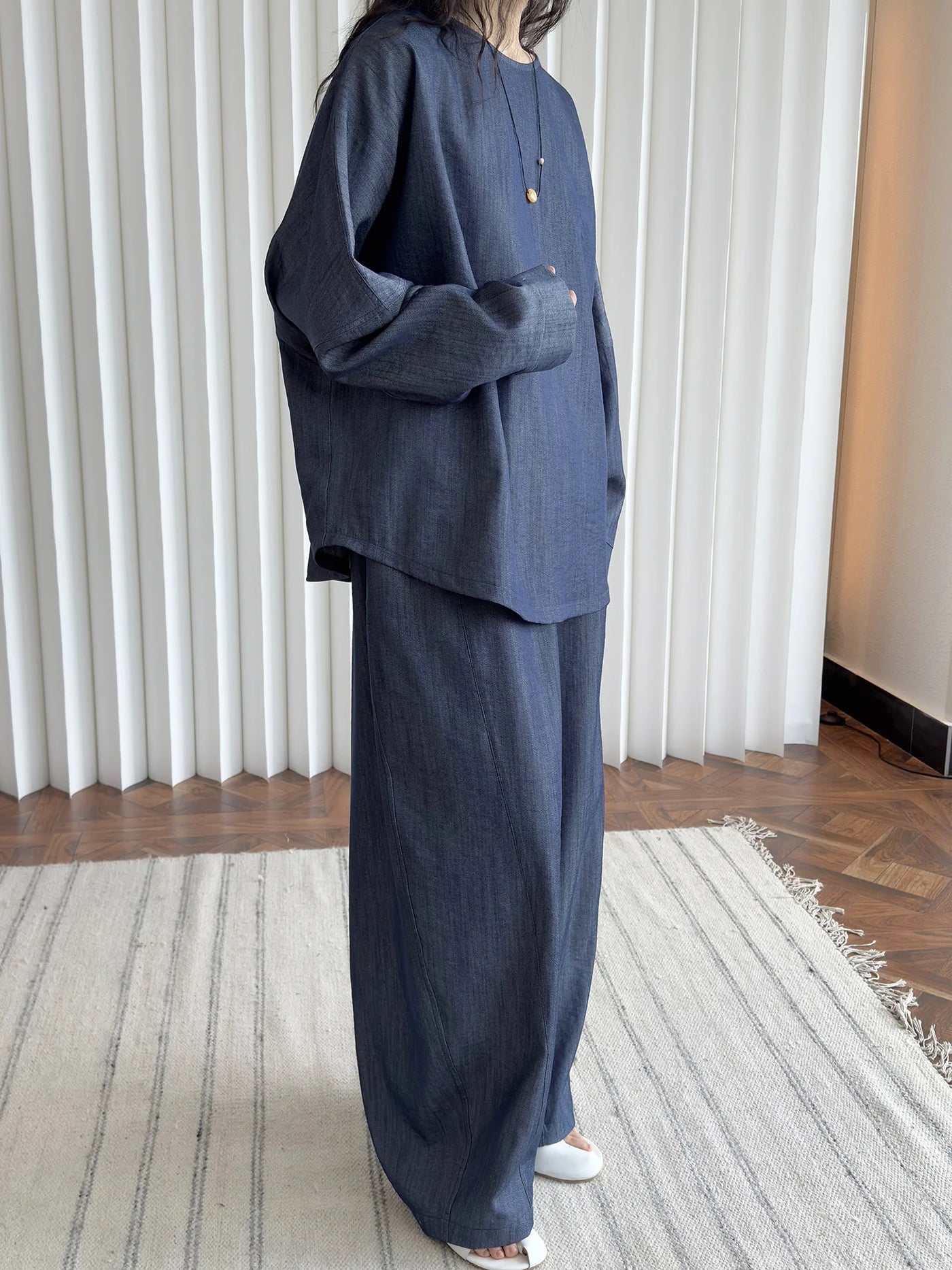 2025 Women Spring Two Pieces Suits Long Sleeve Cotton Blouses With Long Pants Wide Leg Two Pieces Sets Boho Suits Ladies Outfits