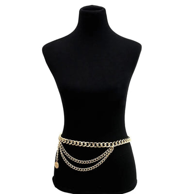 Designer Retro Tassel Chain  Metal Belt For Women| Punk Fringe Waist Dress Female |Silver Gold | Ladies