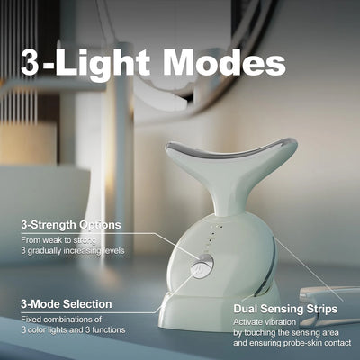 VLVEE Neck Beauty Device EMS Face Massager Facial Neck Lifiting 3 Colors Light Skin Tighten Reduce Double Chin Skin Care Tools