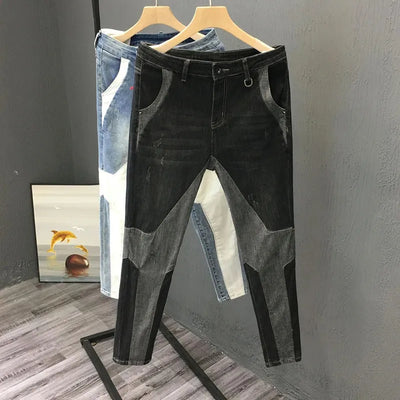 Men Clothing Jeans Men 2024 New Spring Summer Handsome Personality Splicing Pants Slim Korean Pants Streetwear Pantalones Hombre